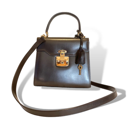 GUCCI Lady Lock Leather 2-Way Vintage Handbag