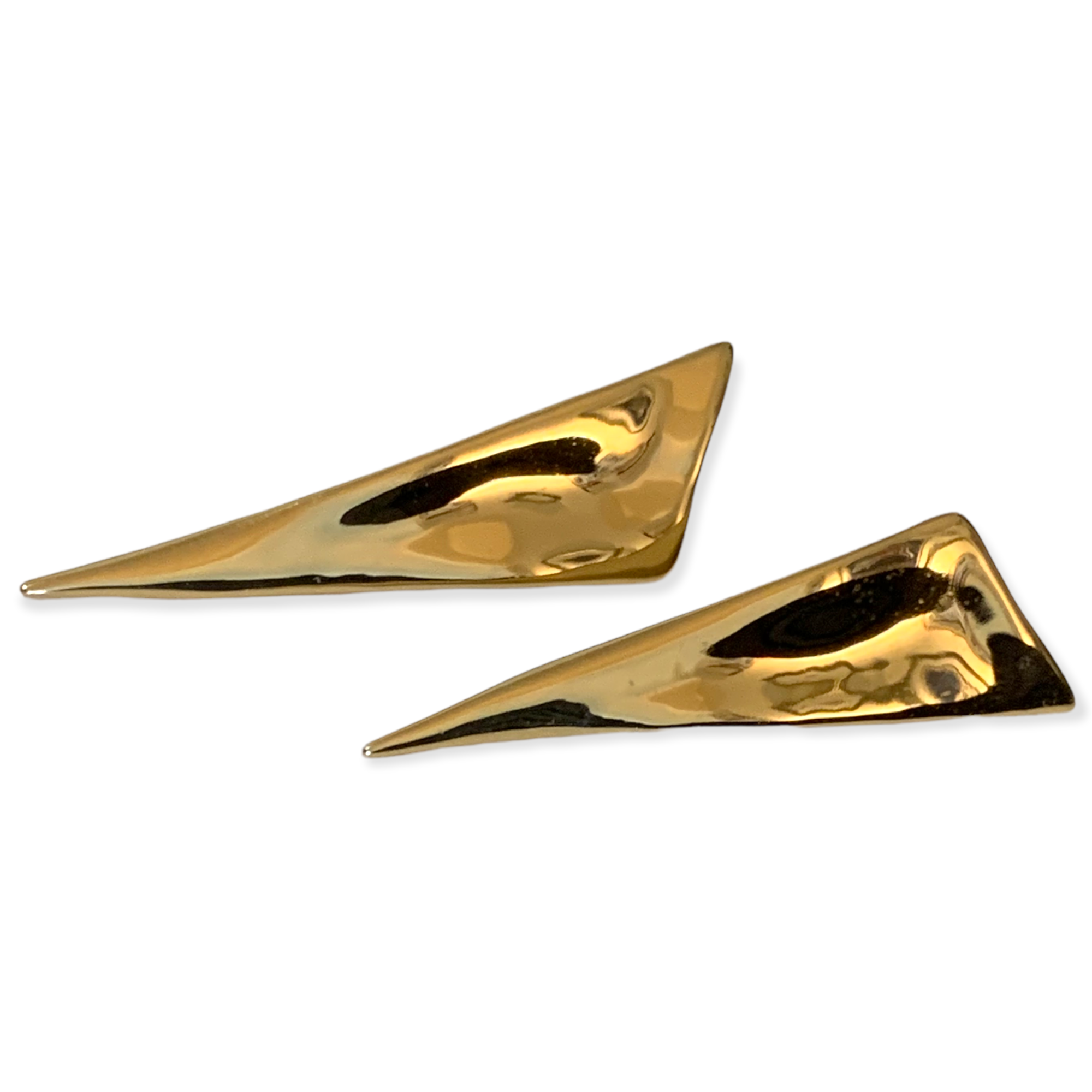 Alexis Bittar Reversible Gold Tone Triangular Earrings with Stud Back