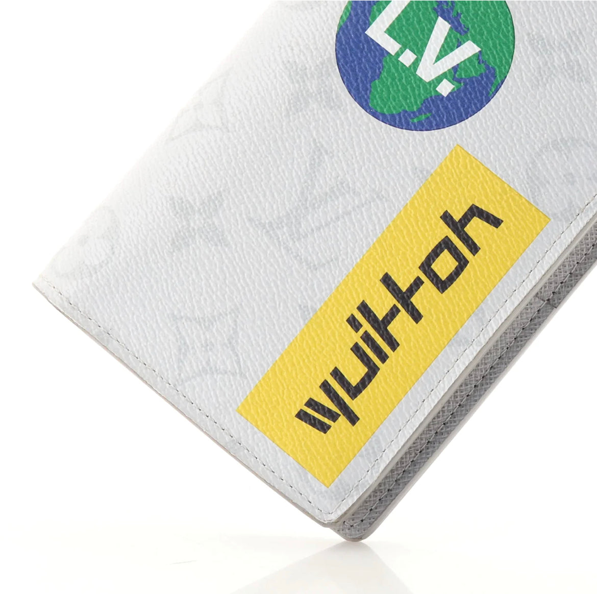 Louis Vuitton Brazza Wallet Monogram Logo Story White