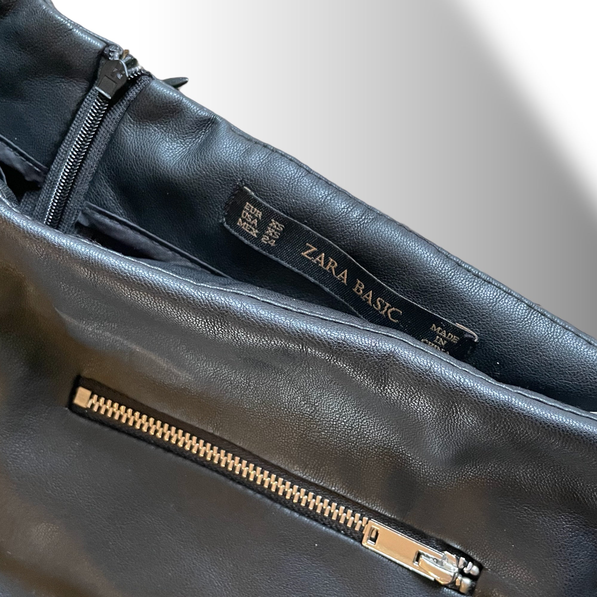Zara Black Faux Leather MOTO Skirt/Skort    | Size:Extra-Small |