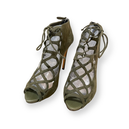 Alexandre Birman Olive Green Suede Cage Heels - photo 10 of 12