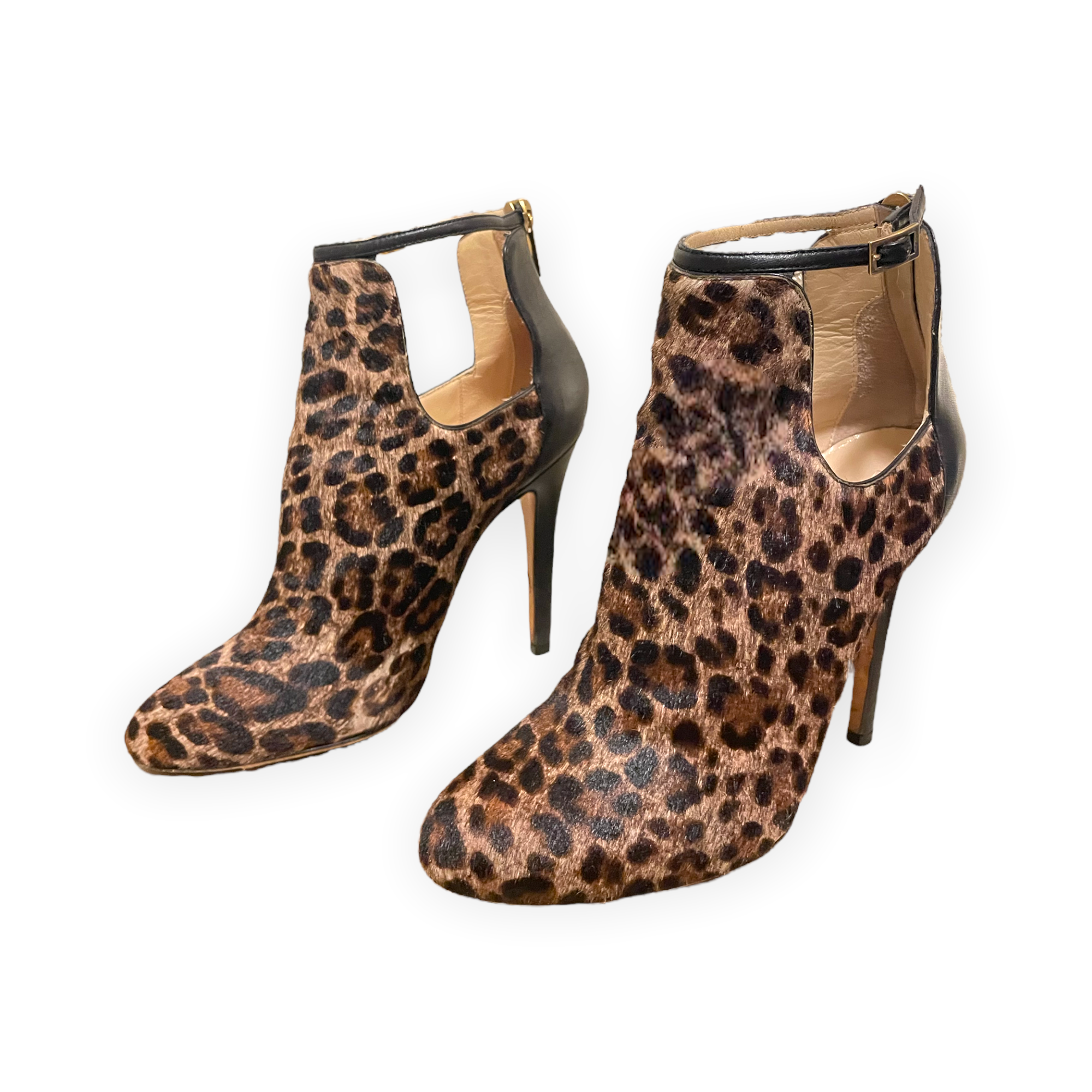 Jimmy Choo “Luther” Leopard-Print Cutout Calf Hair Bootie