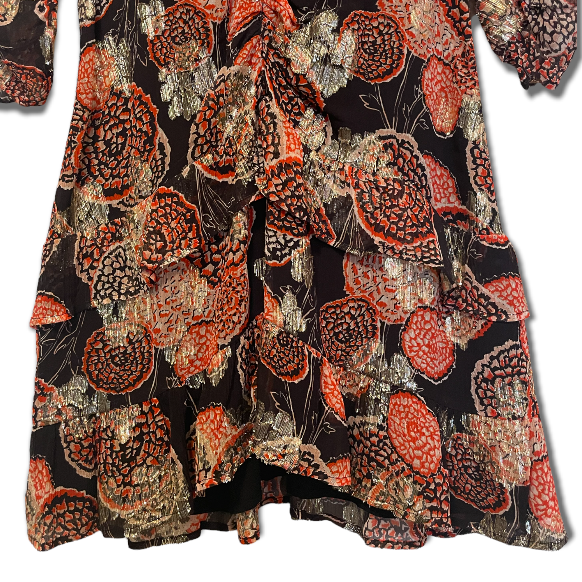 BA&SH Floral & Gold Lamè Dress