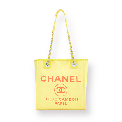 Chanel Yellow Canvas Deauville Tote Small - main product photo