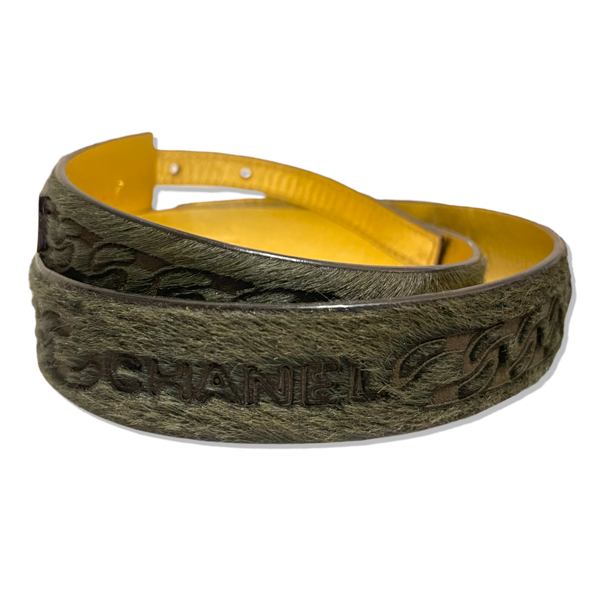 CHANEL Buckle Belt Calf Hair and Leather |Size: 70|