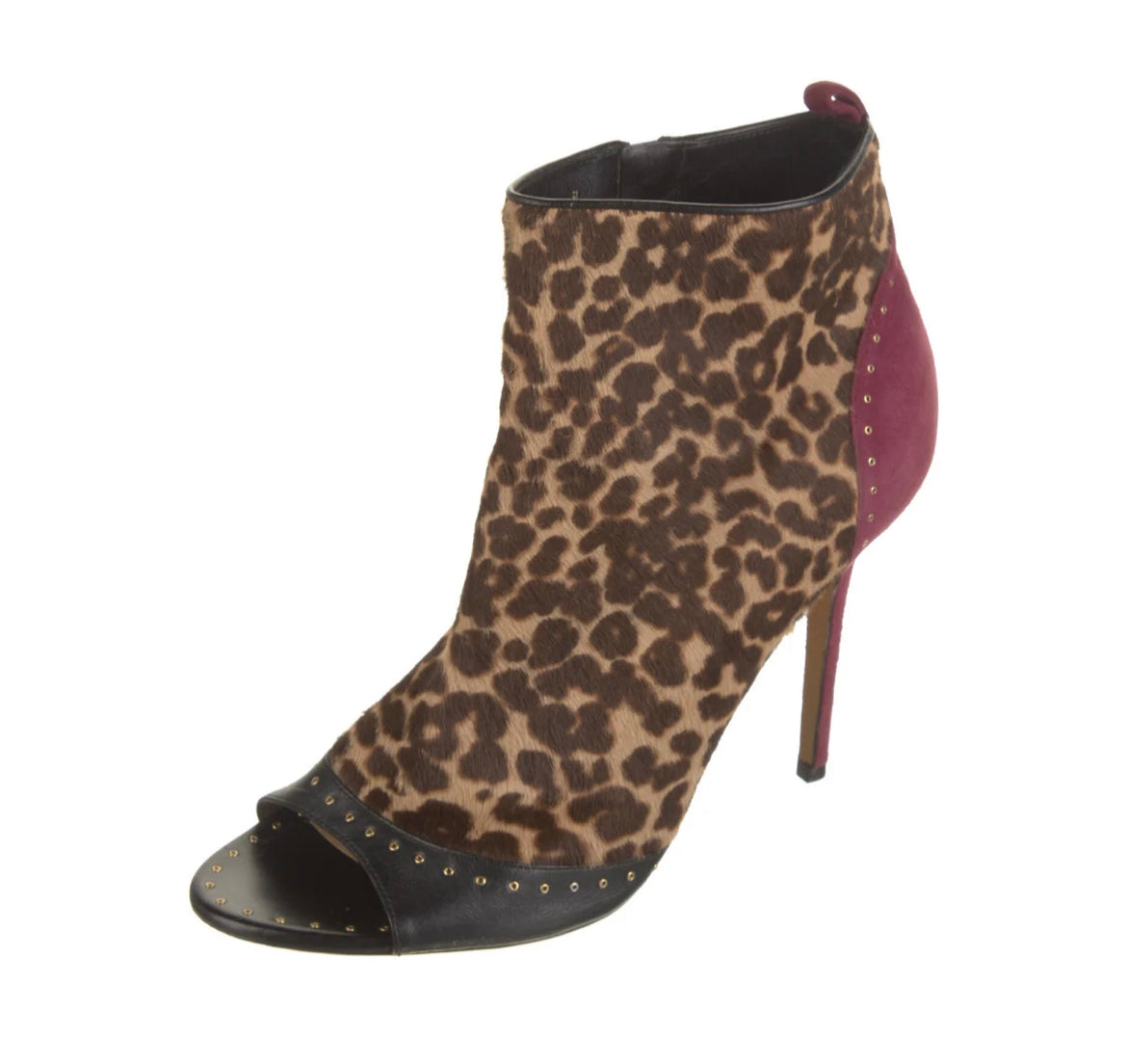 SALVATORE FERRAGAMO  Calf Hair Animal Print Ankle Booties