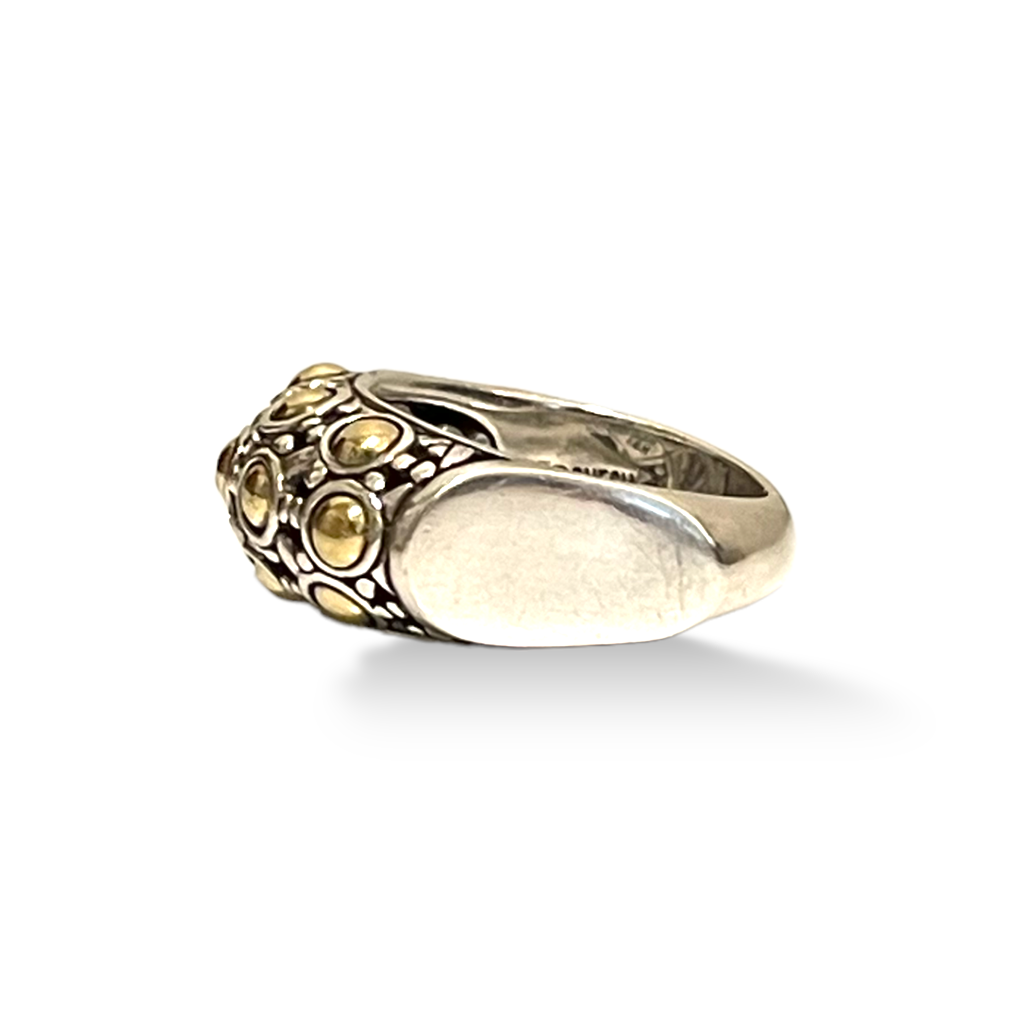 JOHN HARDY Dot Jaisalmer Collection .925 & 18k Gold Rectangular Ring |Size: 7|