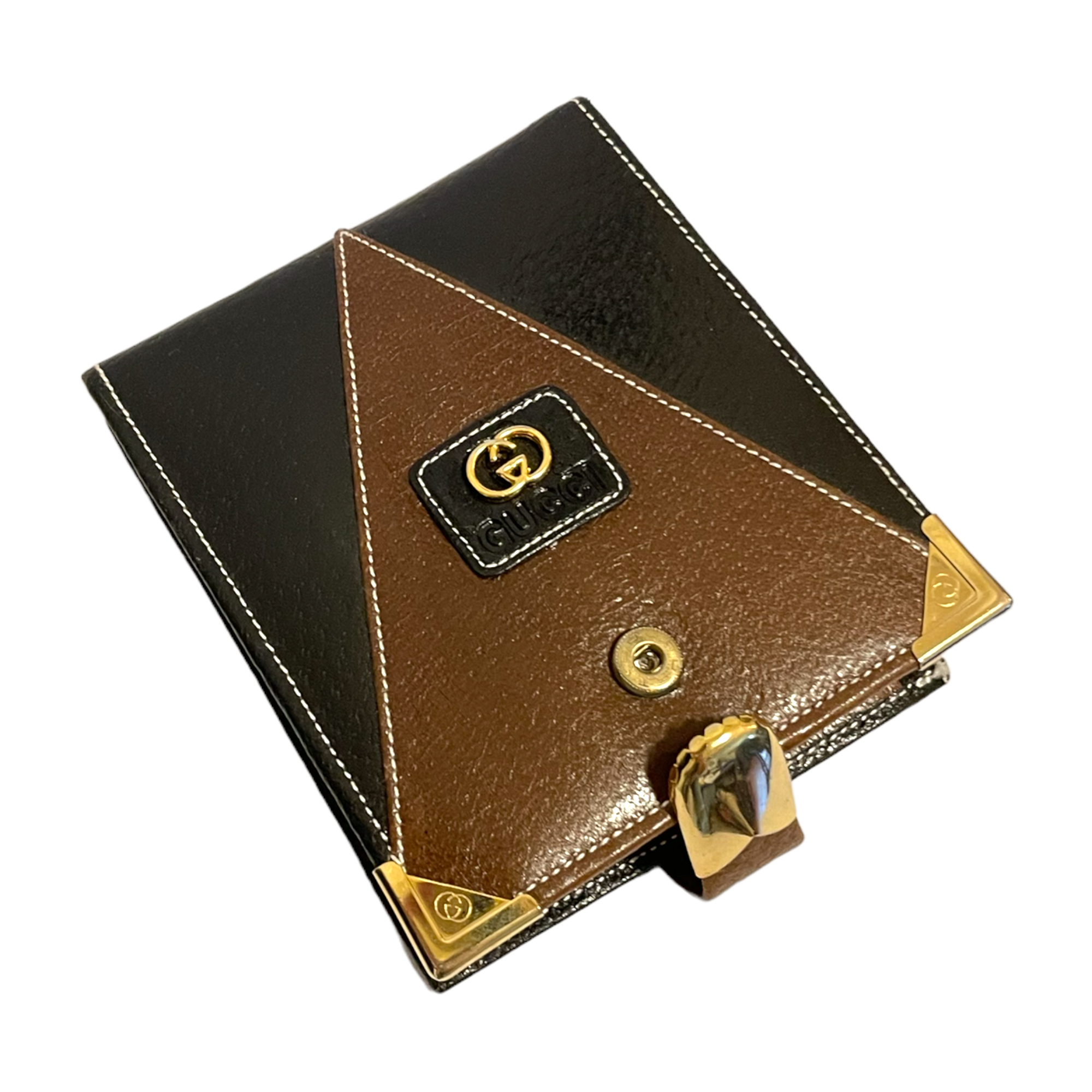 GUCCI RARE & UNIQUE Vintage GUCCI Bi-Fold Two-Tone Leather Wallet