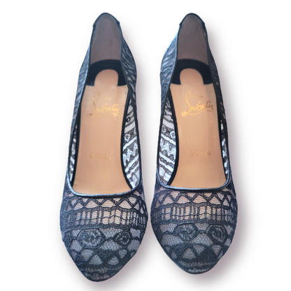 Christian Louboutin Black Dorissima Lace 100 Dentelle Pumps - photo 11 of 14