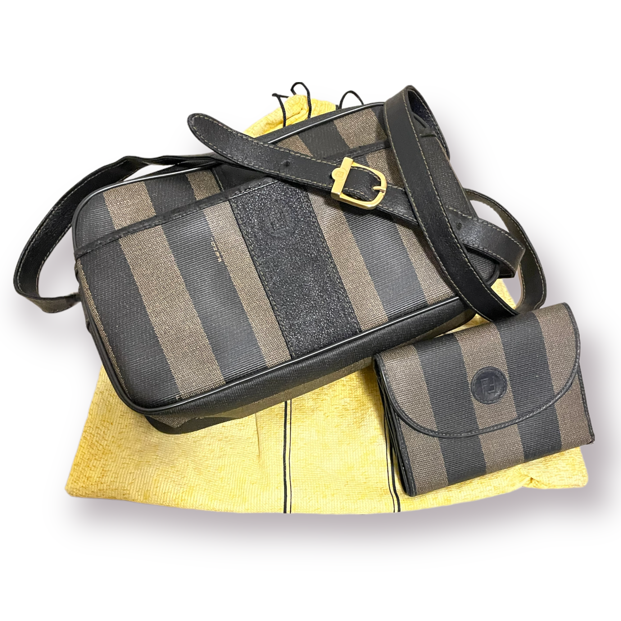 Vintage FENDI Penguin Striped Crossbody/Shoulder Bag