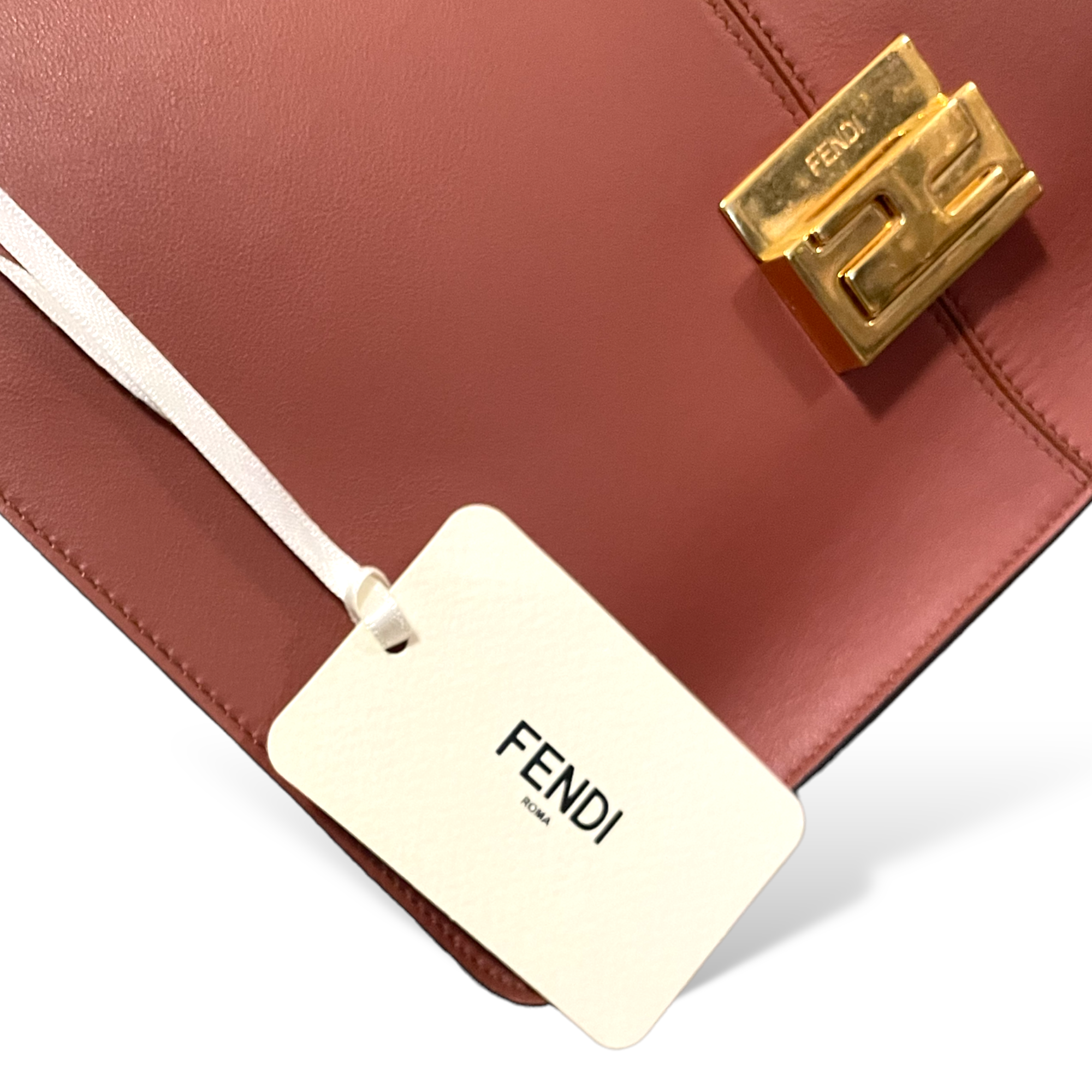 Fendi Kan U Rust Brown Calfskin Leather Large Shoulder Bag