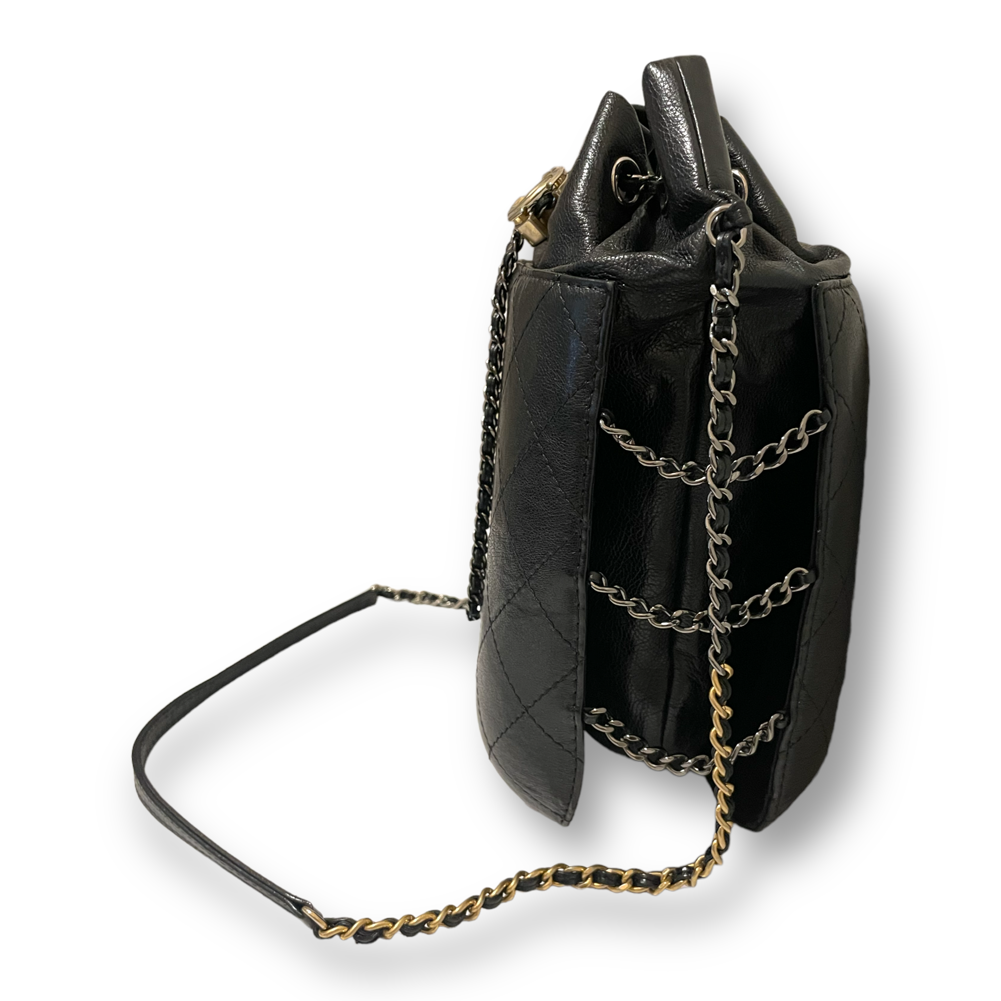 CHANEL Gabrielle Medium Purse/ Crossbody Bag in Quilted Black Caviar