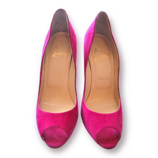 Christian Louboutin Pink Suede Hyper Prive Peep Toe Platform Pumps - photo 2 of 8