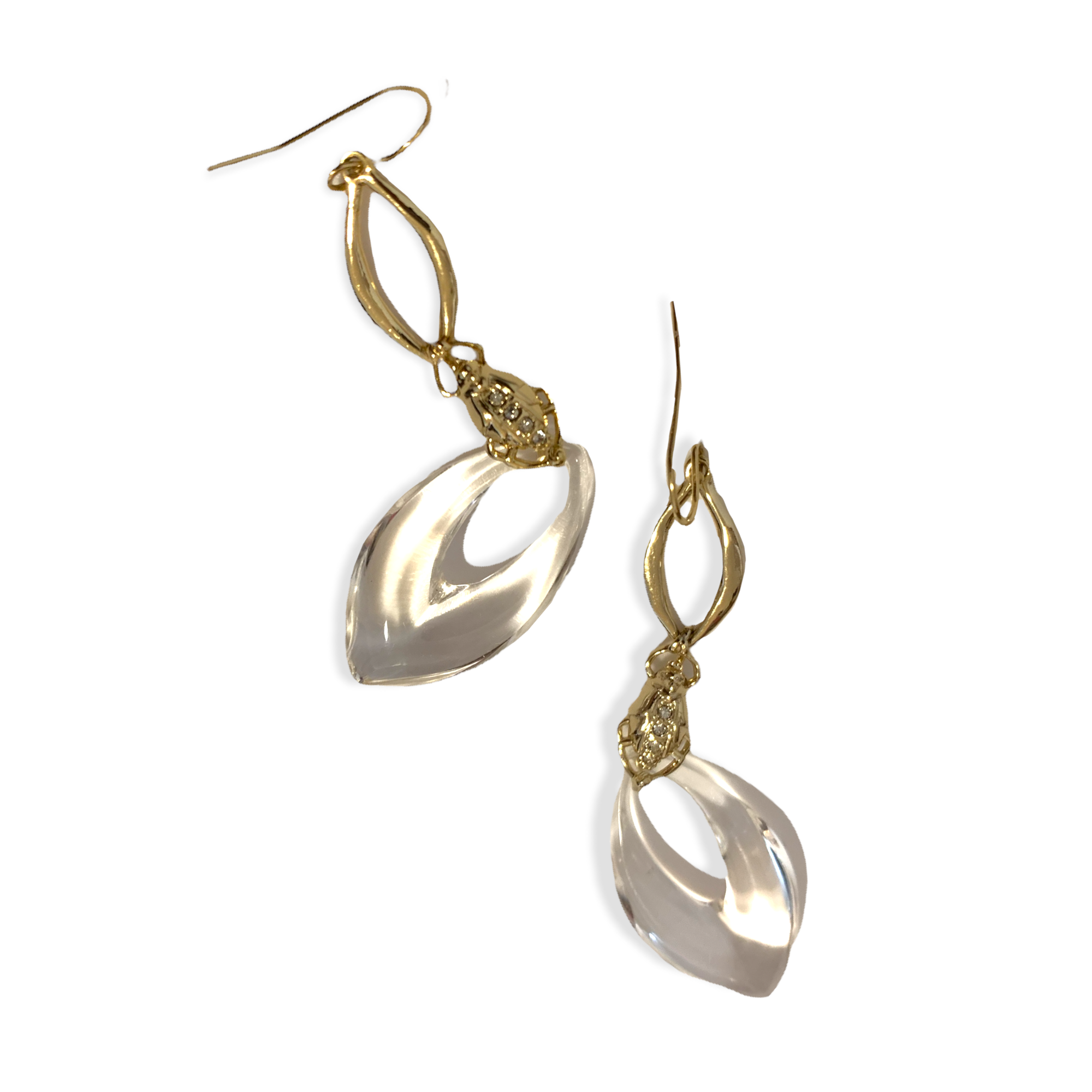 Alexis Bittar Clear Lucite & Gold Tone Metal Drop earrings