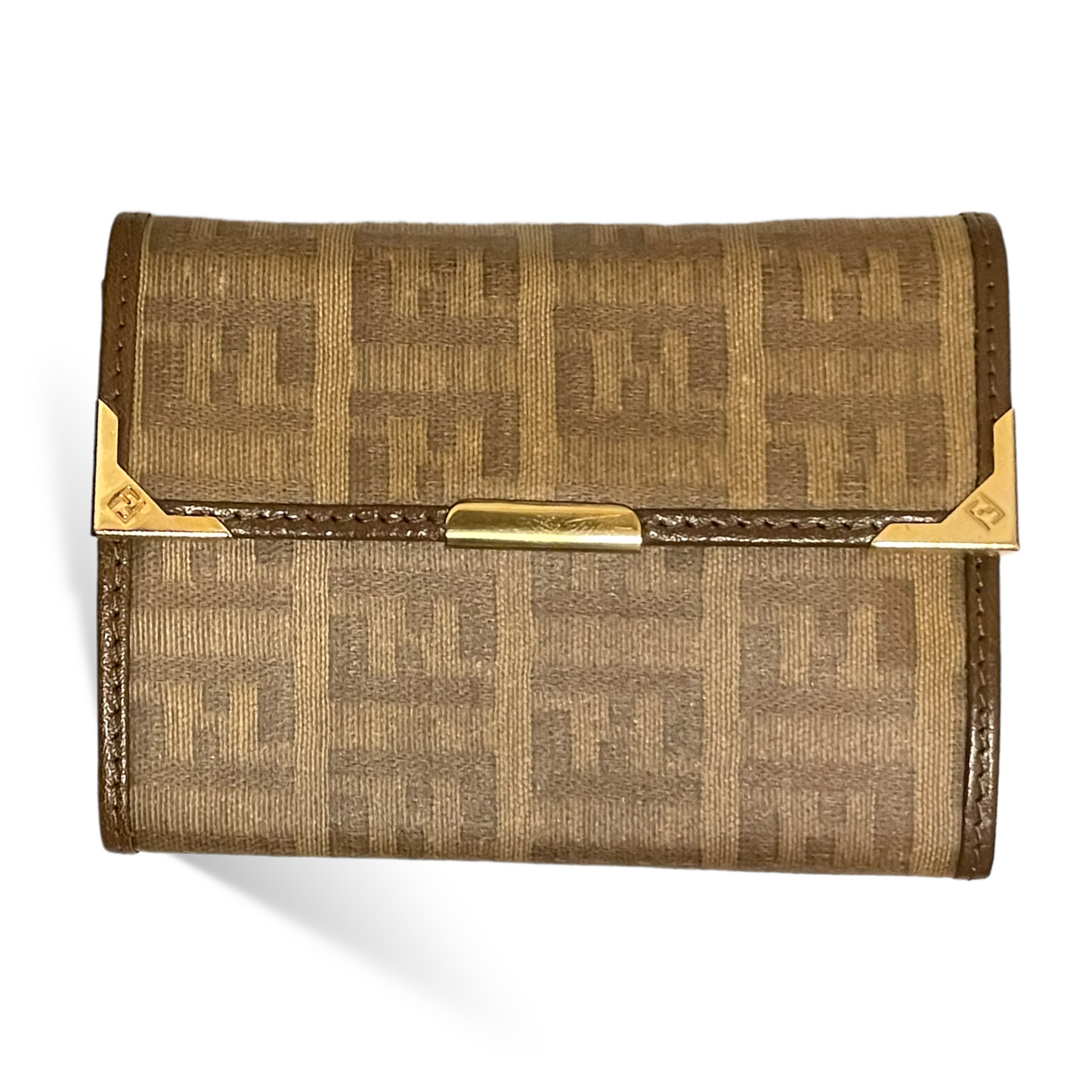 FENDI Vintage Zucchino FF Logo Monogram Coated Canvas Tri-Fold Address/Notebook