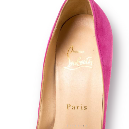 Christian Louboutin Pink Suede Hyper Prive Peep Toe Platform Pumps - photo 4 of 8