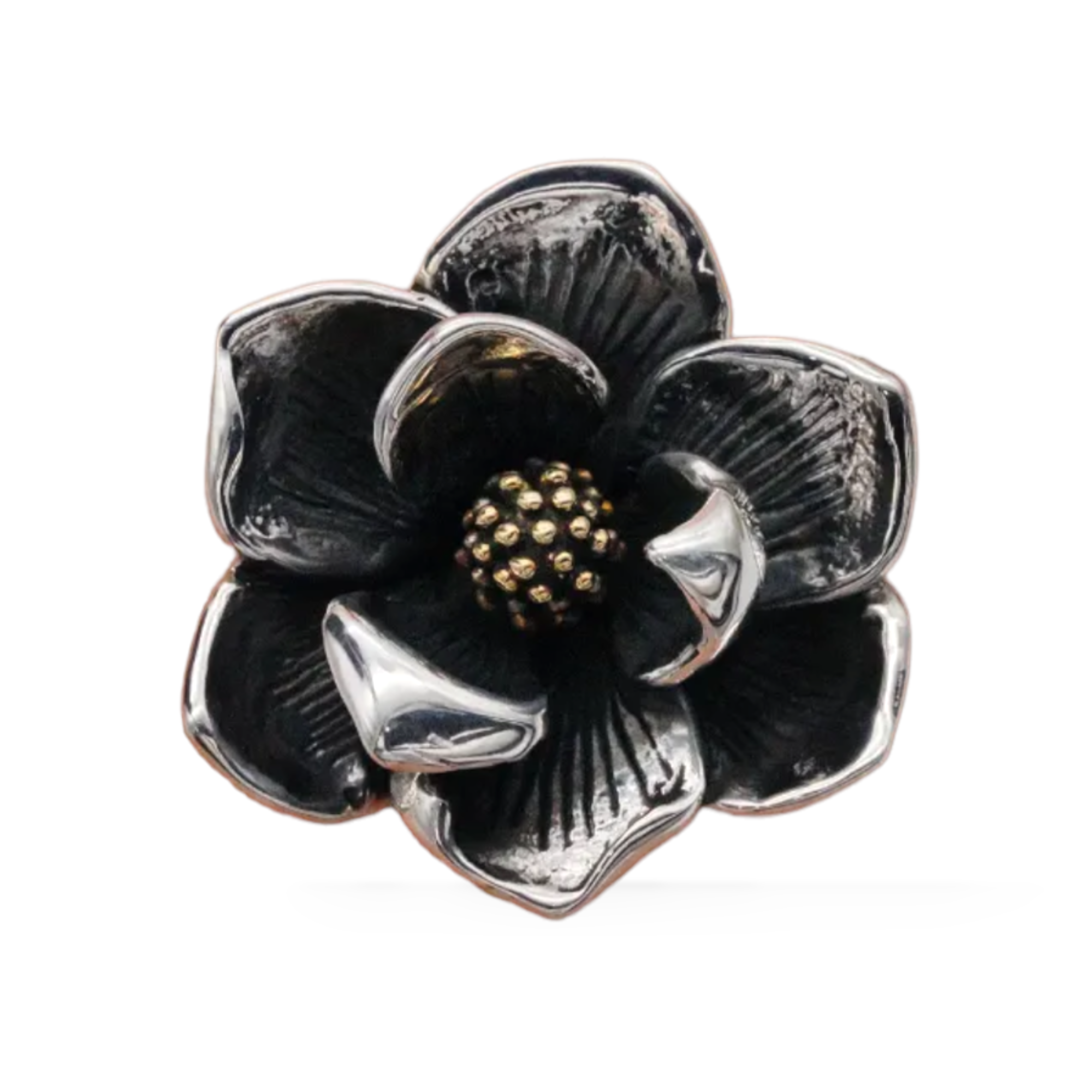 King Baby Solid Sterling Silver Magnolia Flower Ring