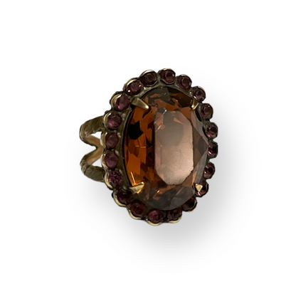 Sorrelli Brown Quartz Cocktail Adjustable Ring - main product photo
