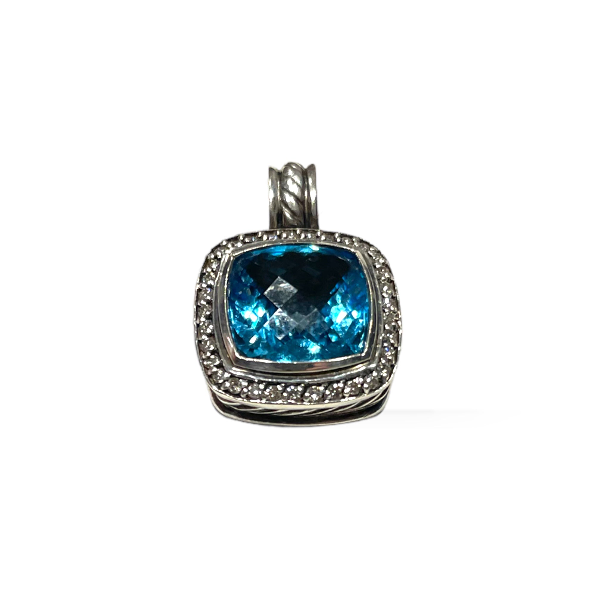 DAVID YURMAN Albion Pendant in Sterling Silver with Blue Topaz & Pavé Diamonds