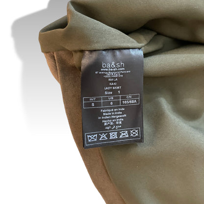 ba&sh Goat Leather Olive Green Mini Skirt - photo 4 of 7