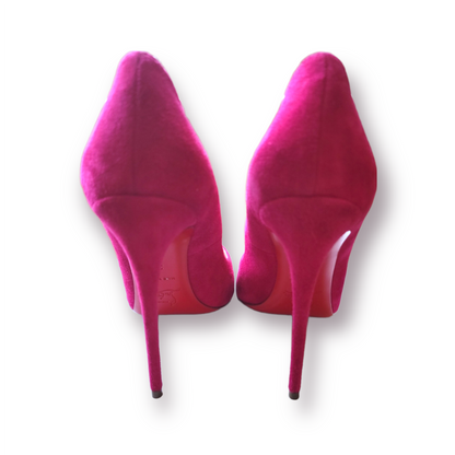 Christian Louboutin Pink Suede Hyper Prive Peep Toe Platform Pumps - photo 6 of 8