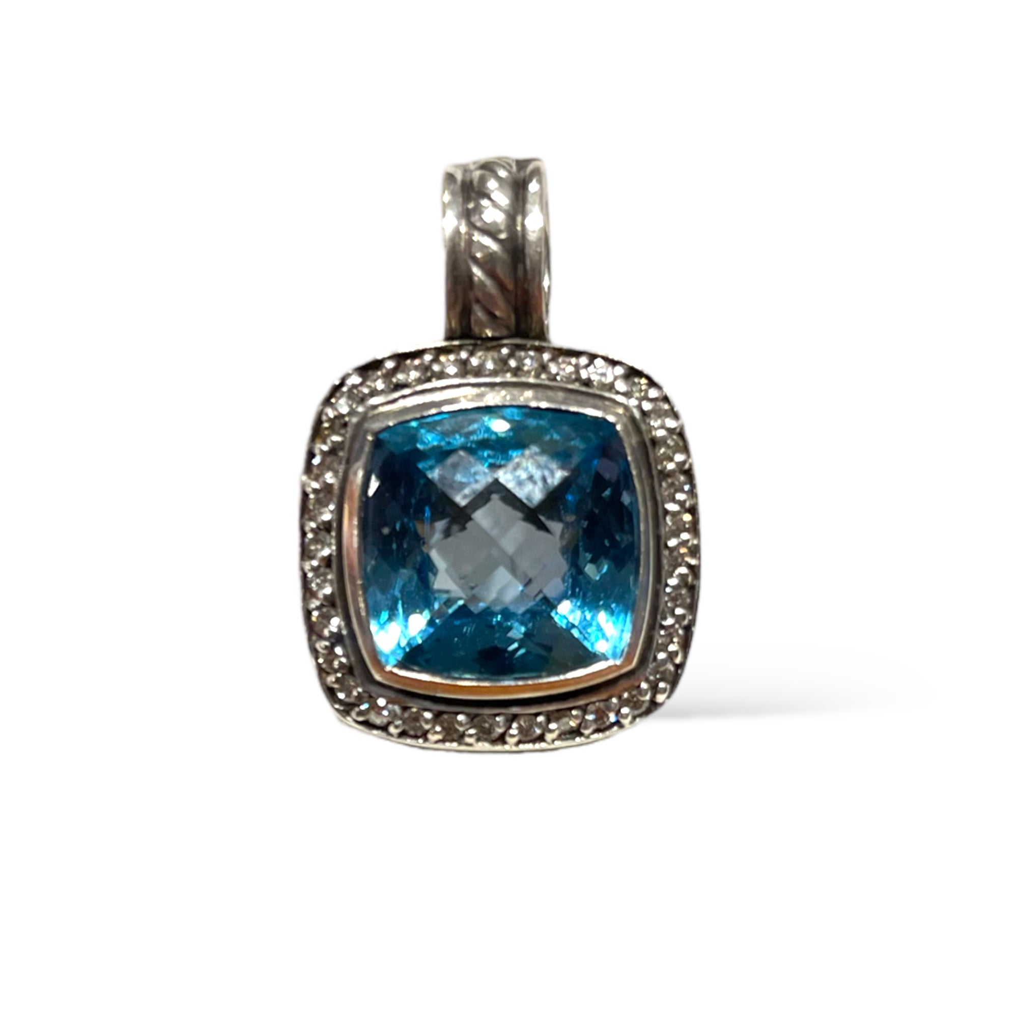 DAVID YURMAN Albion Pendant in Sterling Silver with Blue Topaz & Pavé Diamonds