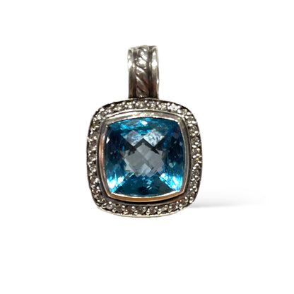 David Yurman Albion Pendant in Sterling Silver with Blue Topaz & Pavé Diamonds - main product photo
