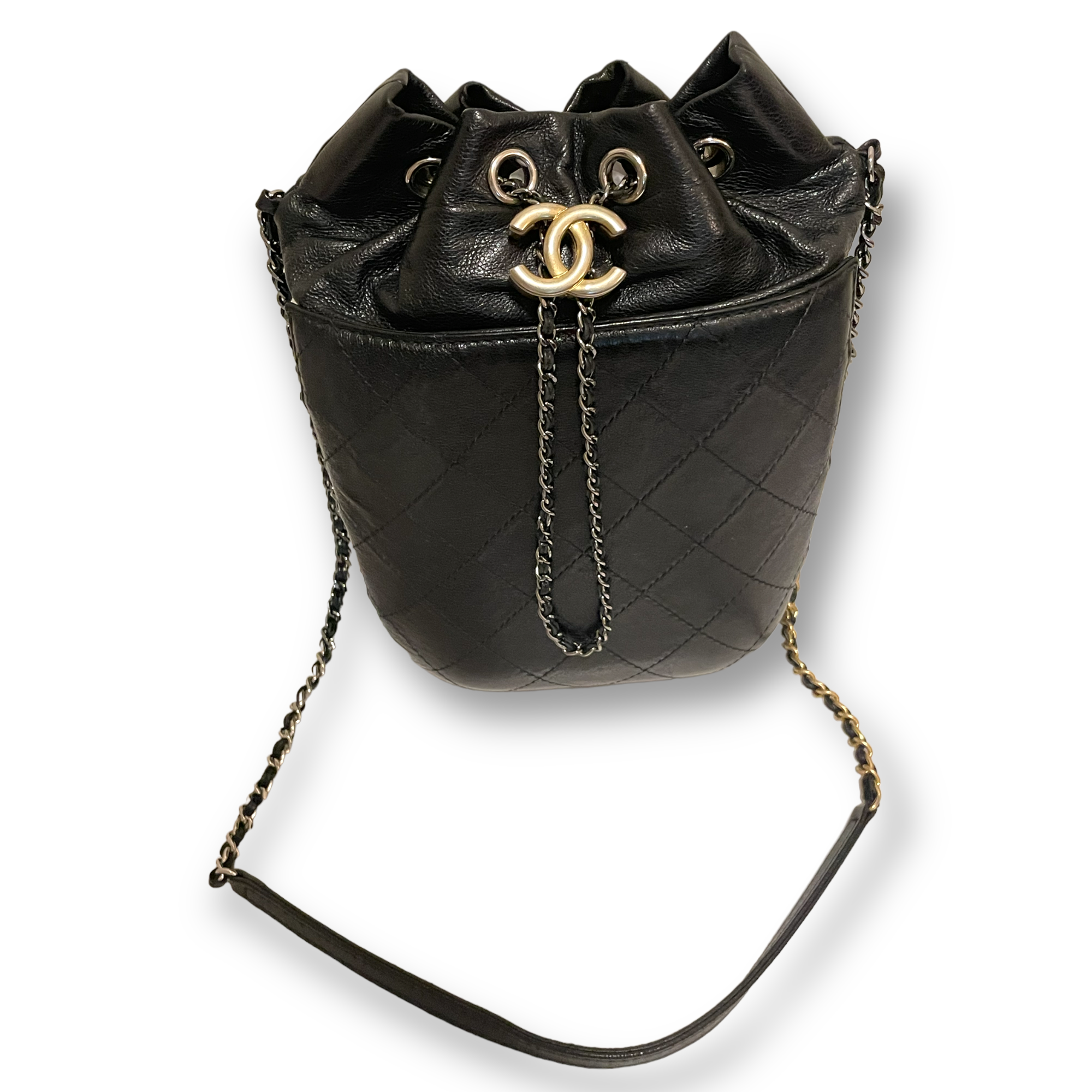 CHANEL Gabrielle Medium Purse/ Crossbody Bag in Quilted Black Caviar