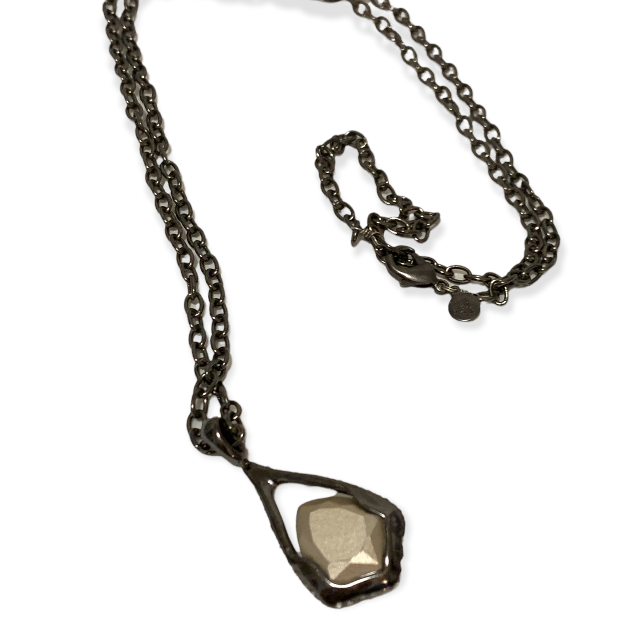 ALEXIS BITTAR Suspended Faceted Green Hematite Pendant Necklace