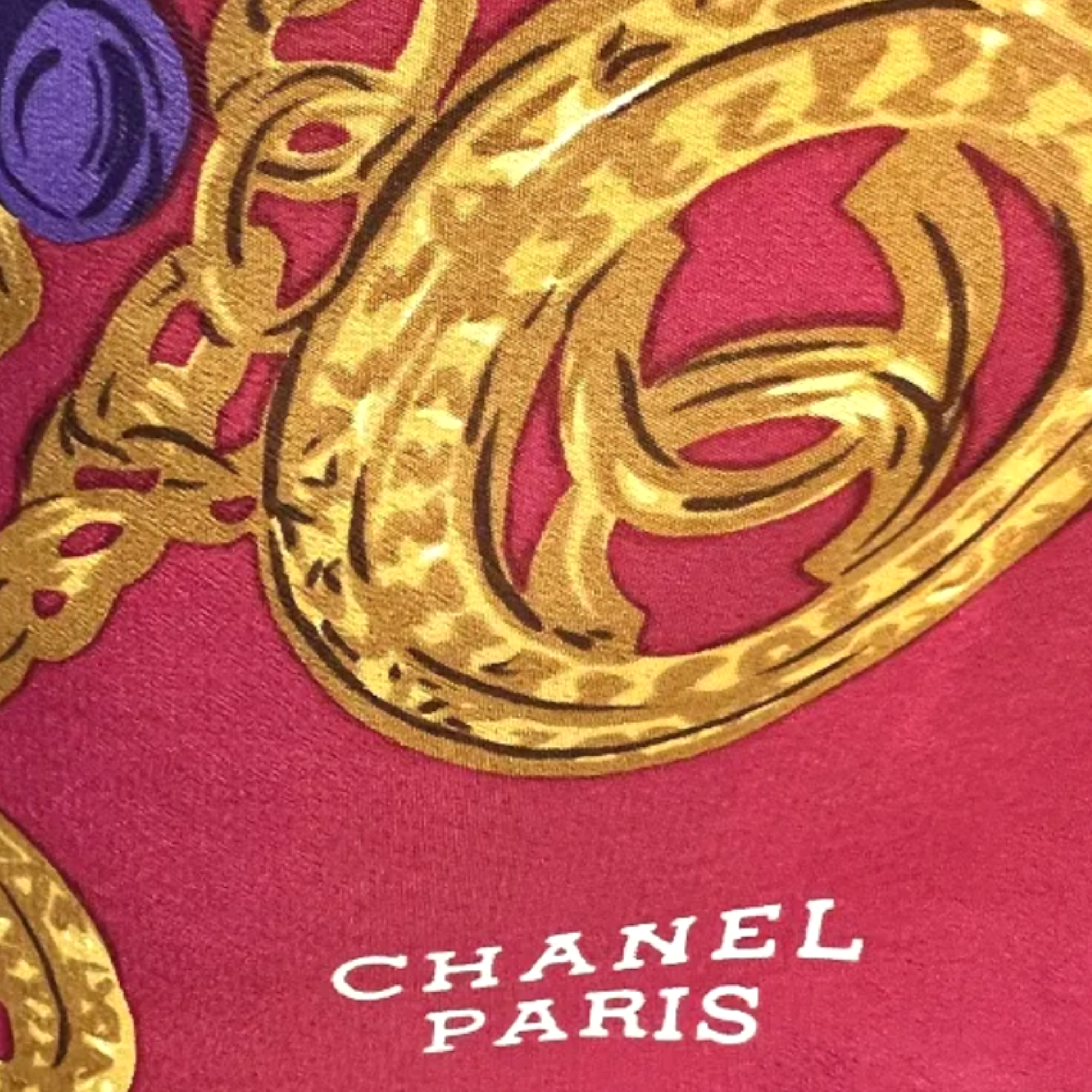 CHANEL Vintage Medallion & Gem Silk Scarf Made in Italy |Size: 34” x 34”|