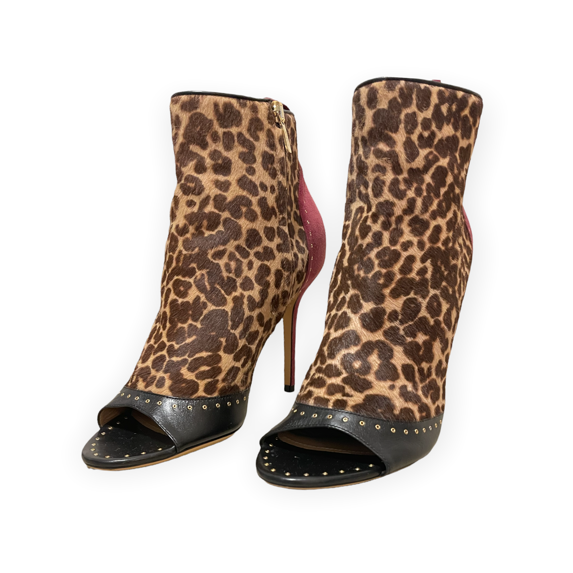 SALVATORE FERRAGAMO  Calf Hair Animal Print Ankle Booties