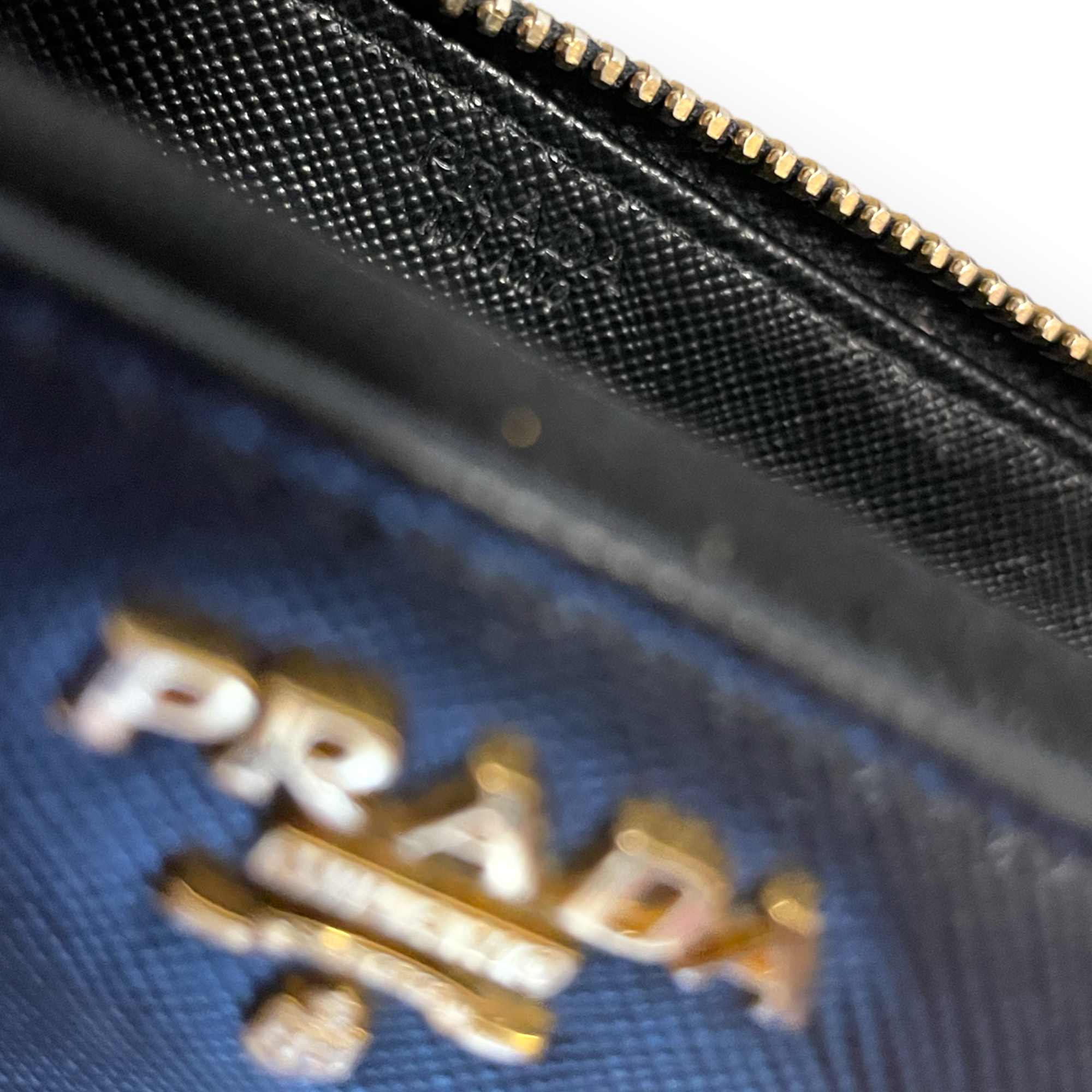 Prada Black Saffiano Metal Zip Around Wallet