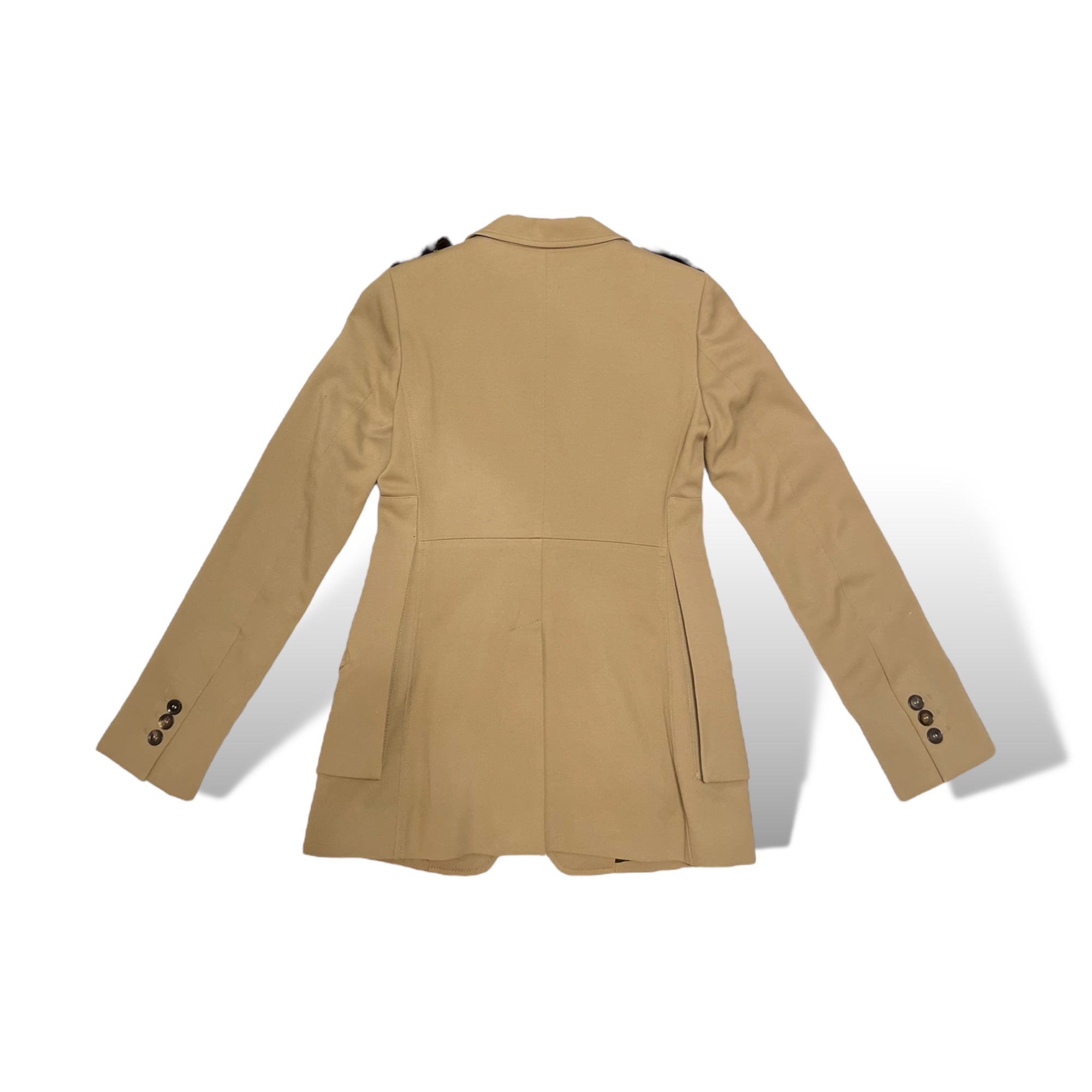 GUCCI Military Inspired Beige Canvas Jacket with Horse-bit Motif Accents |Size: 42|