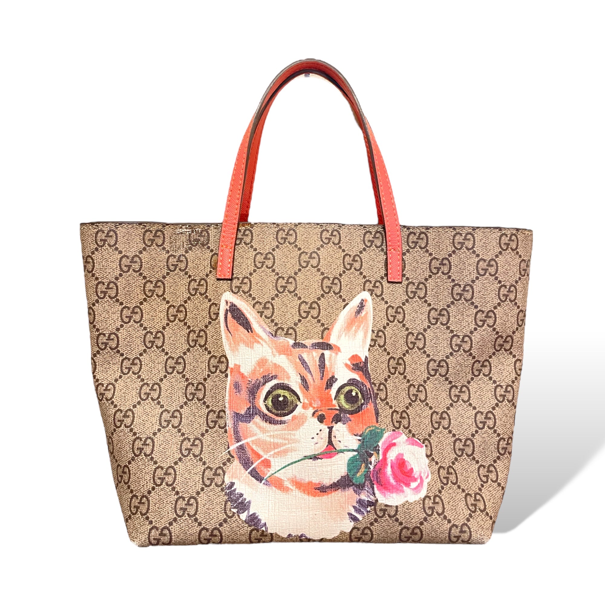 GUCCI Children's top-handle Cat GG Motif Monogram tote bag