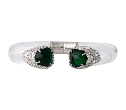 Alexis Bittar Emerald Green, Crystal & Clear Resin Hinge Cuff - main product photo