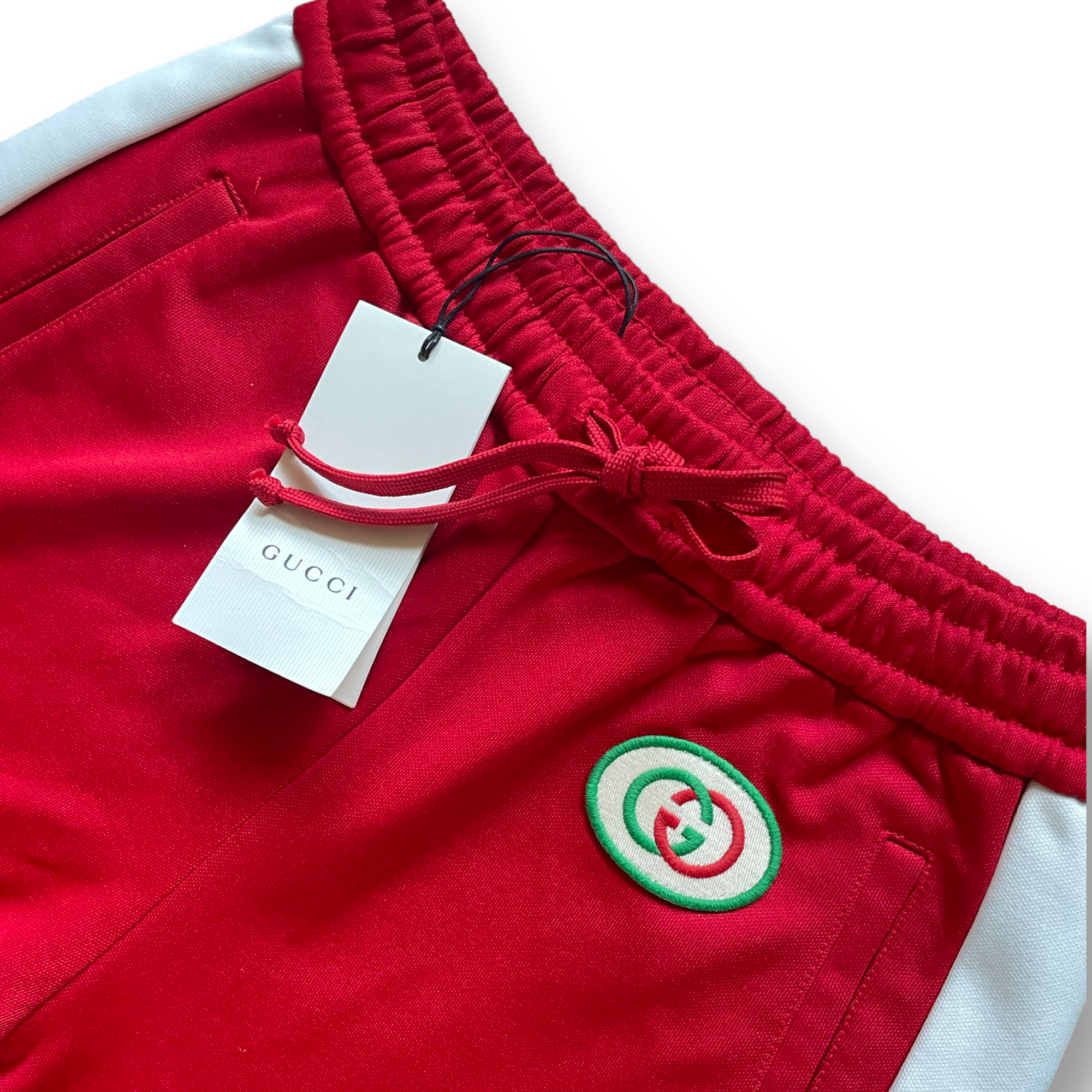 GUCCI Red & White GG Logo Drawstring Sweatpants |Size:Small|