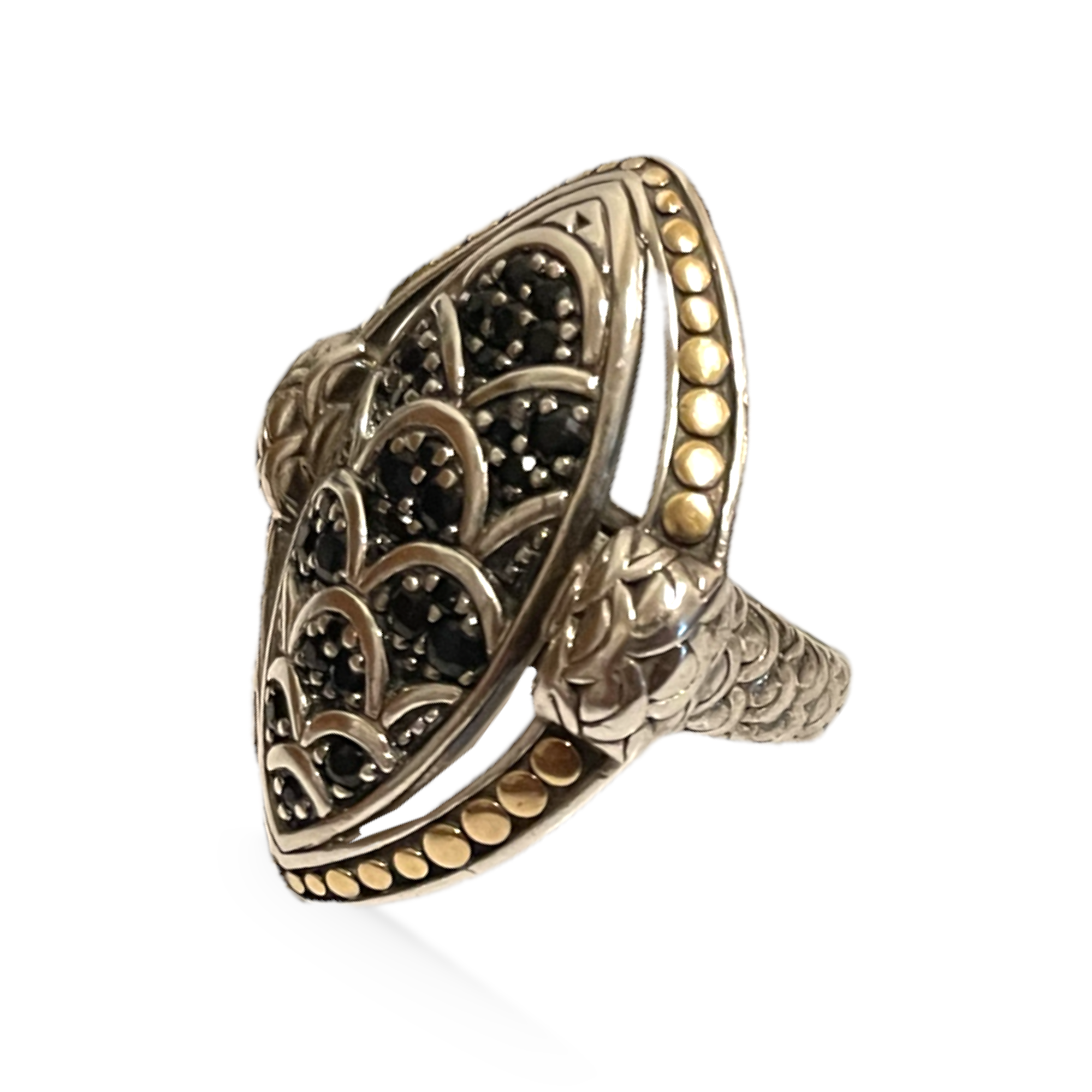 John Hardy Black Sapphire & 18K gold Statement Ring
