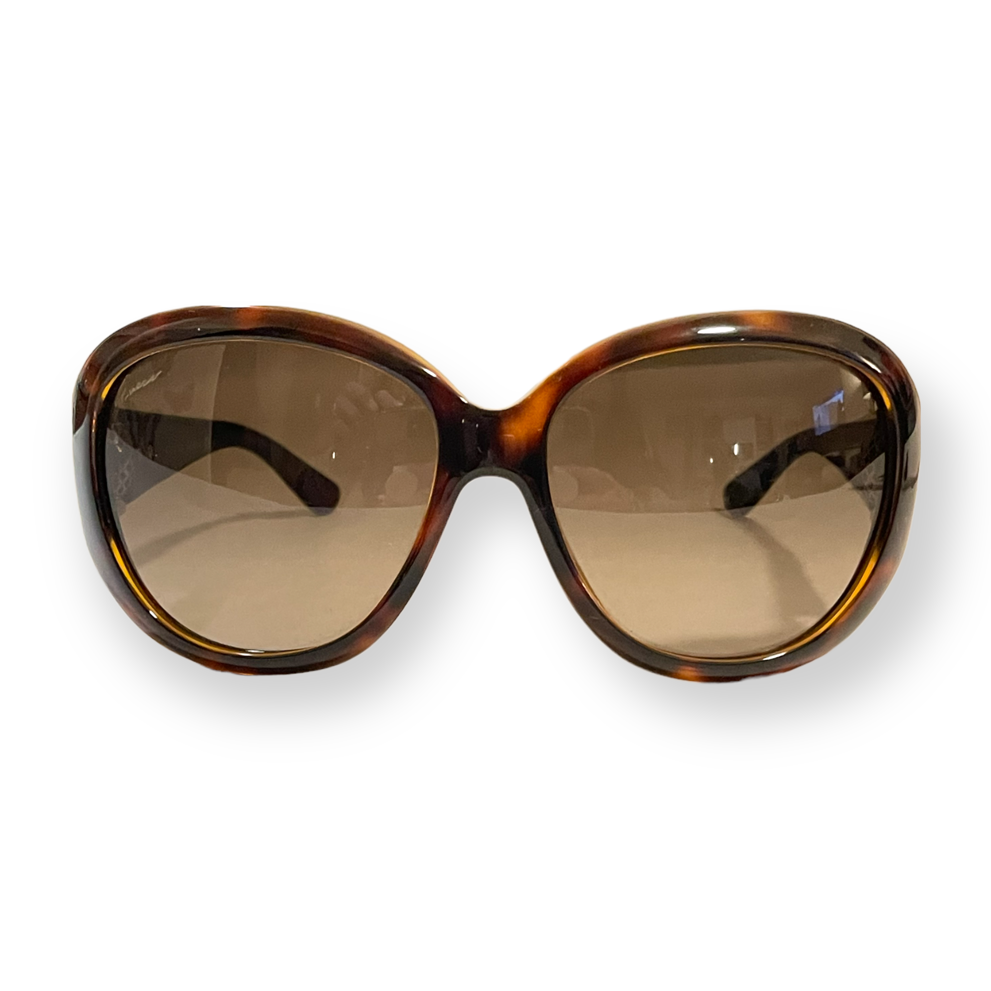 Oversized GUCCI Tortoise Frames with classic gold tone Horse-bit Design