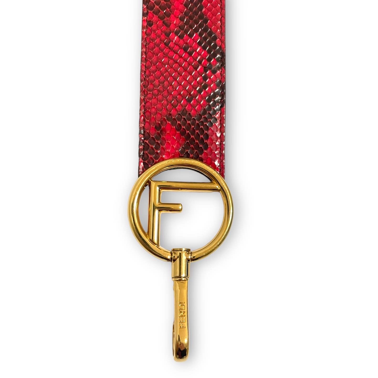 Fendi Red Snakeskin F F Logo Bag Strap with Gold & Silver Hardware  |15.5”|