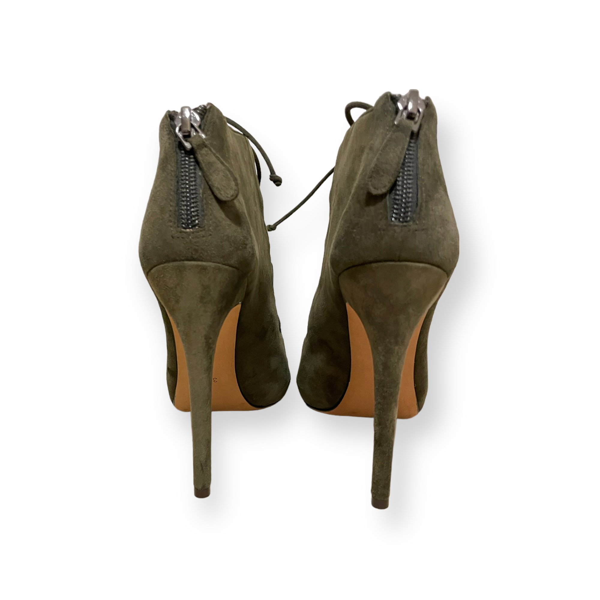 ALEXANDRE BIRMAN Olive Green Suede Cage Heels