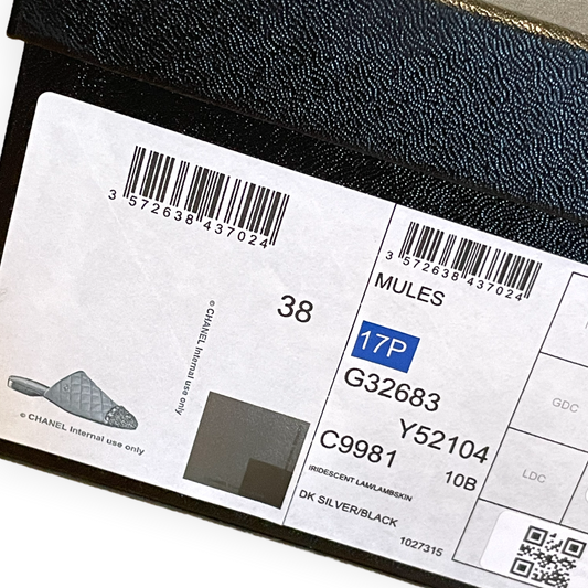 Chanel Iridescent Silver & Black Quilted Lambskin Mules - photo 2 of 10