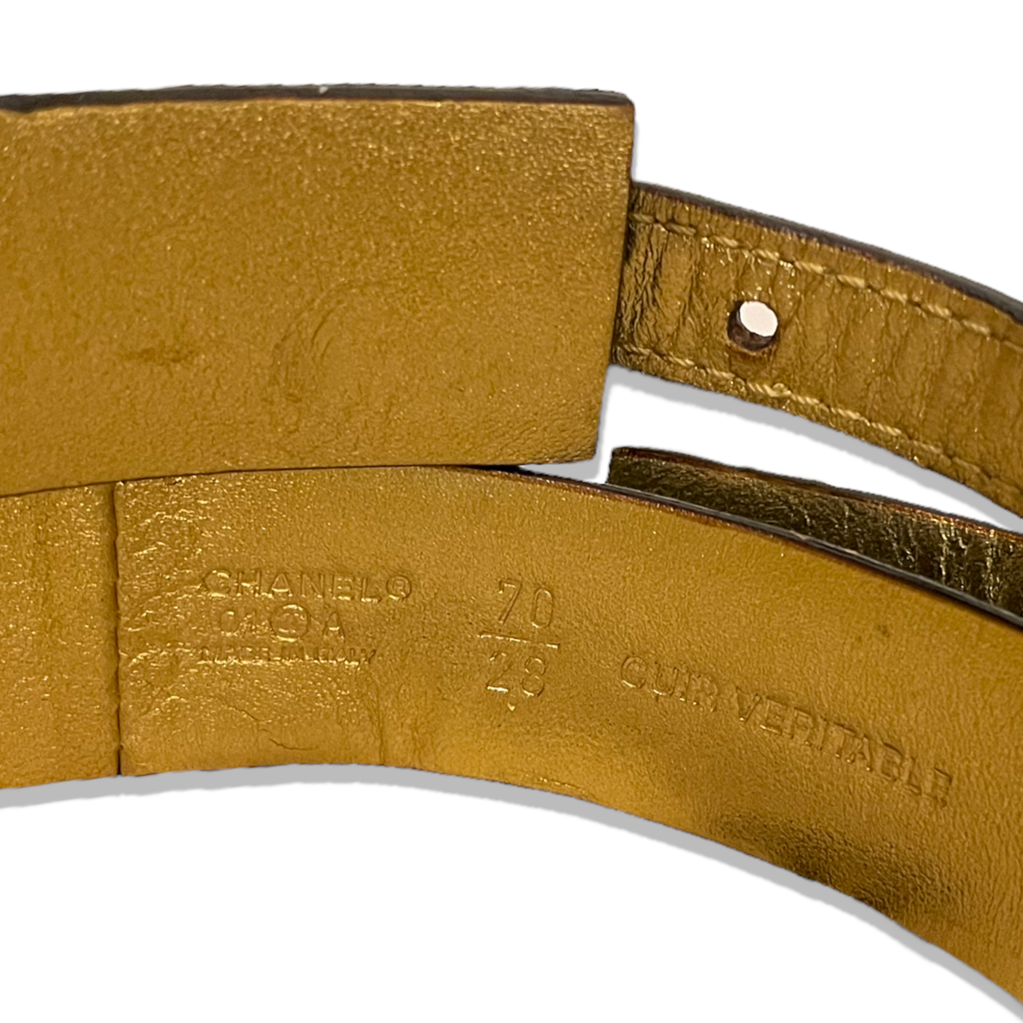 CHANEL Buckle Belt Calf Hair and Leather |Size: 70|