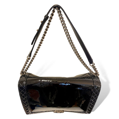 Chanel Reverso Boy Flap Bag Patent Large in Midnight Blue - photo 7 of 20