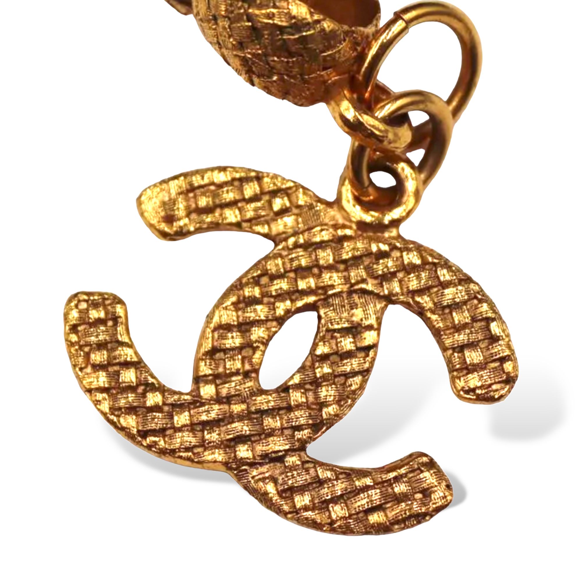 CHANEL Vintage  Gold-Tone Woven Rope Chain-Link Necklace & Large "CC" Pendant