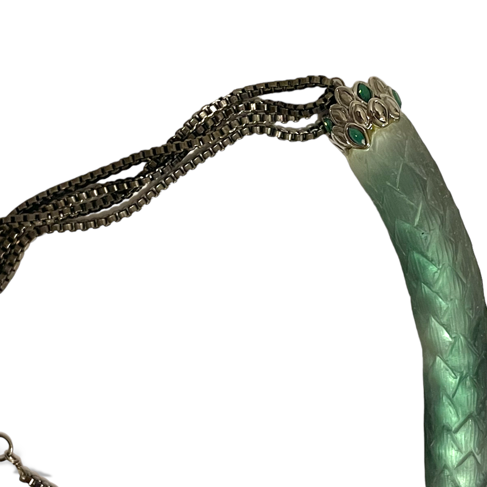 Alexis Bittar Serpent RARE Necklace Gems,Gunmetal & Hand Carved Turquoise Lucite