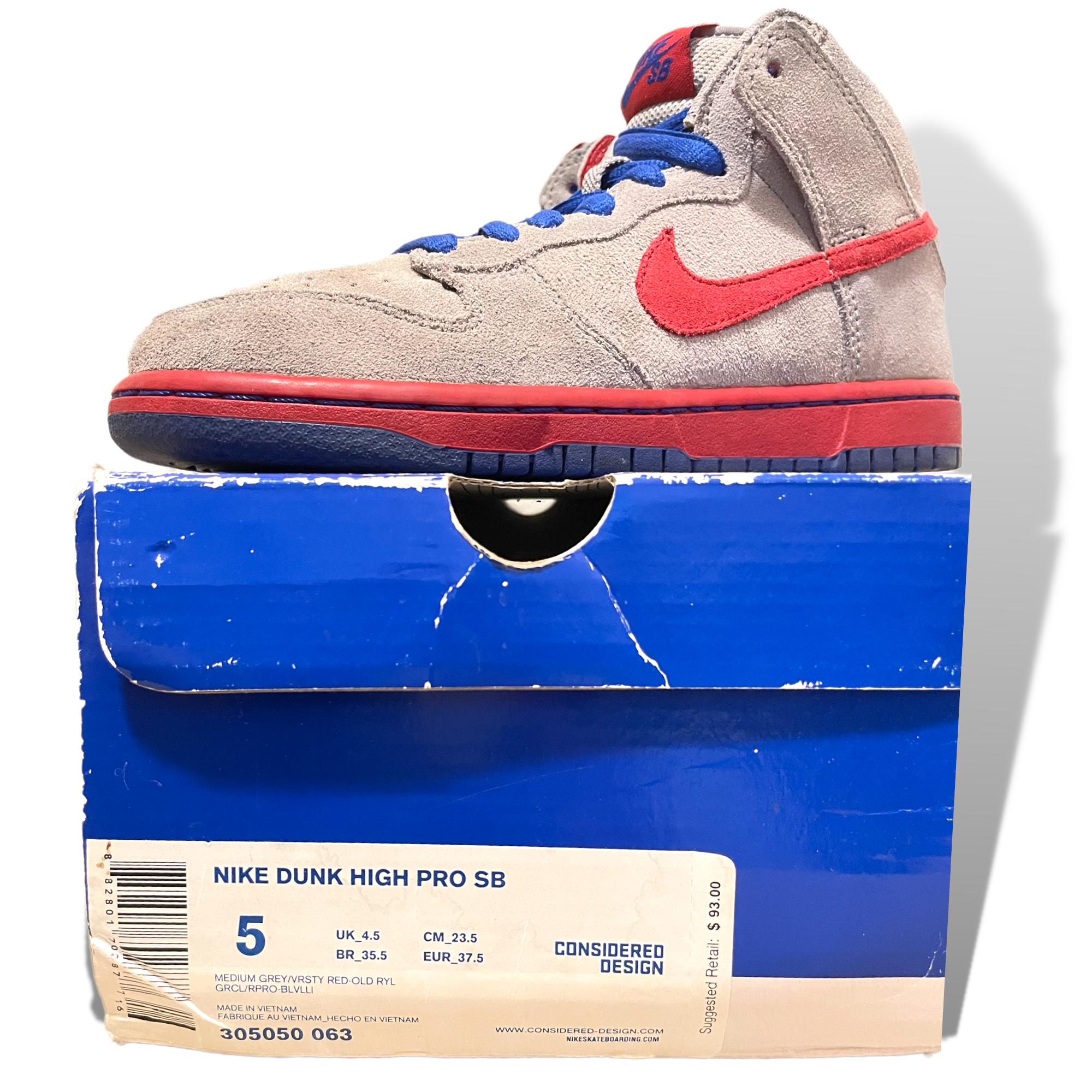 Nike SB Dunk High Medium Grey Varsity Red Old Royal