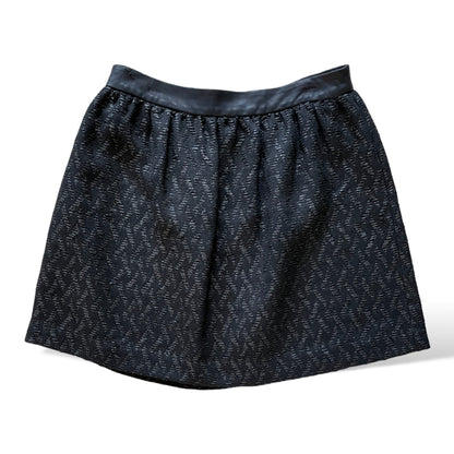 Alice + Olivia Black Pattern with Lamb Leather Trim Mini Skirt - main product photo
