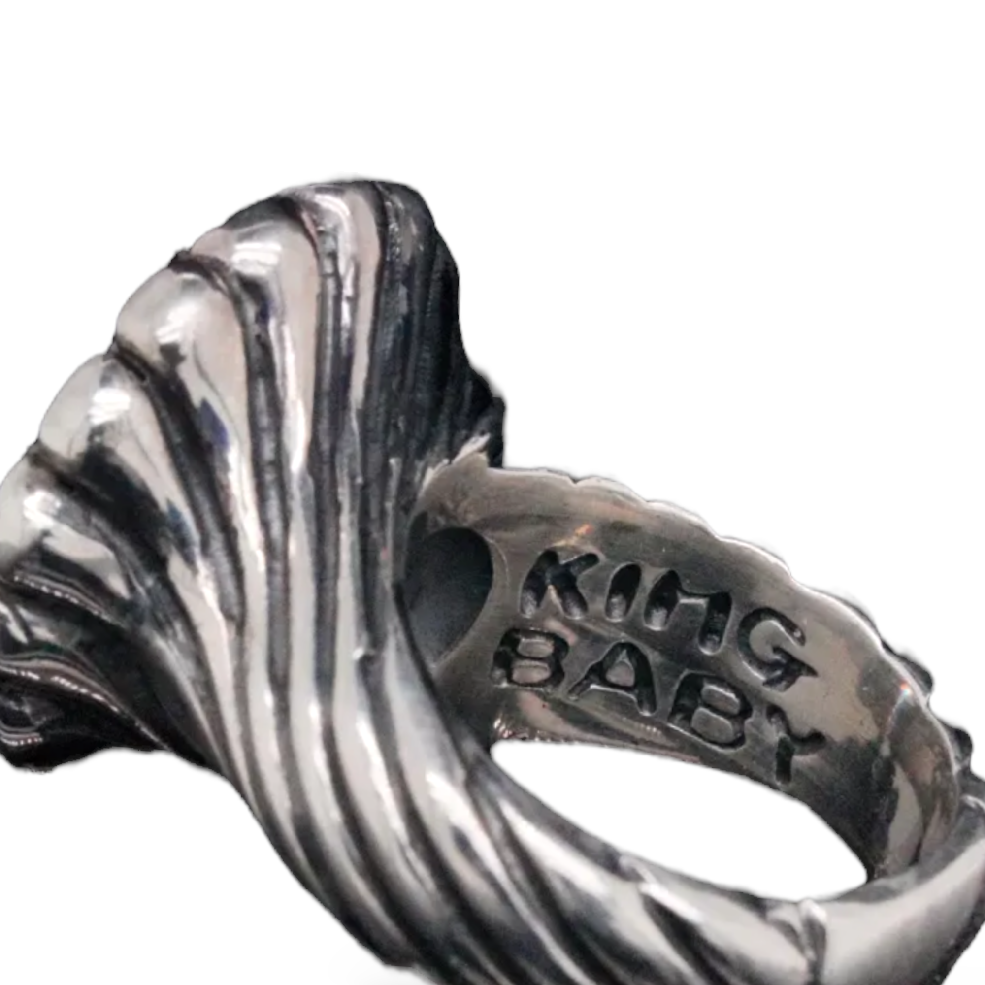 King Baby Cubic Zirconia and Solid Sterling Silver Twisted Pattern Ring