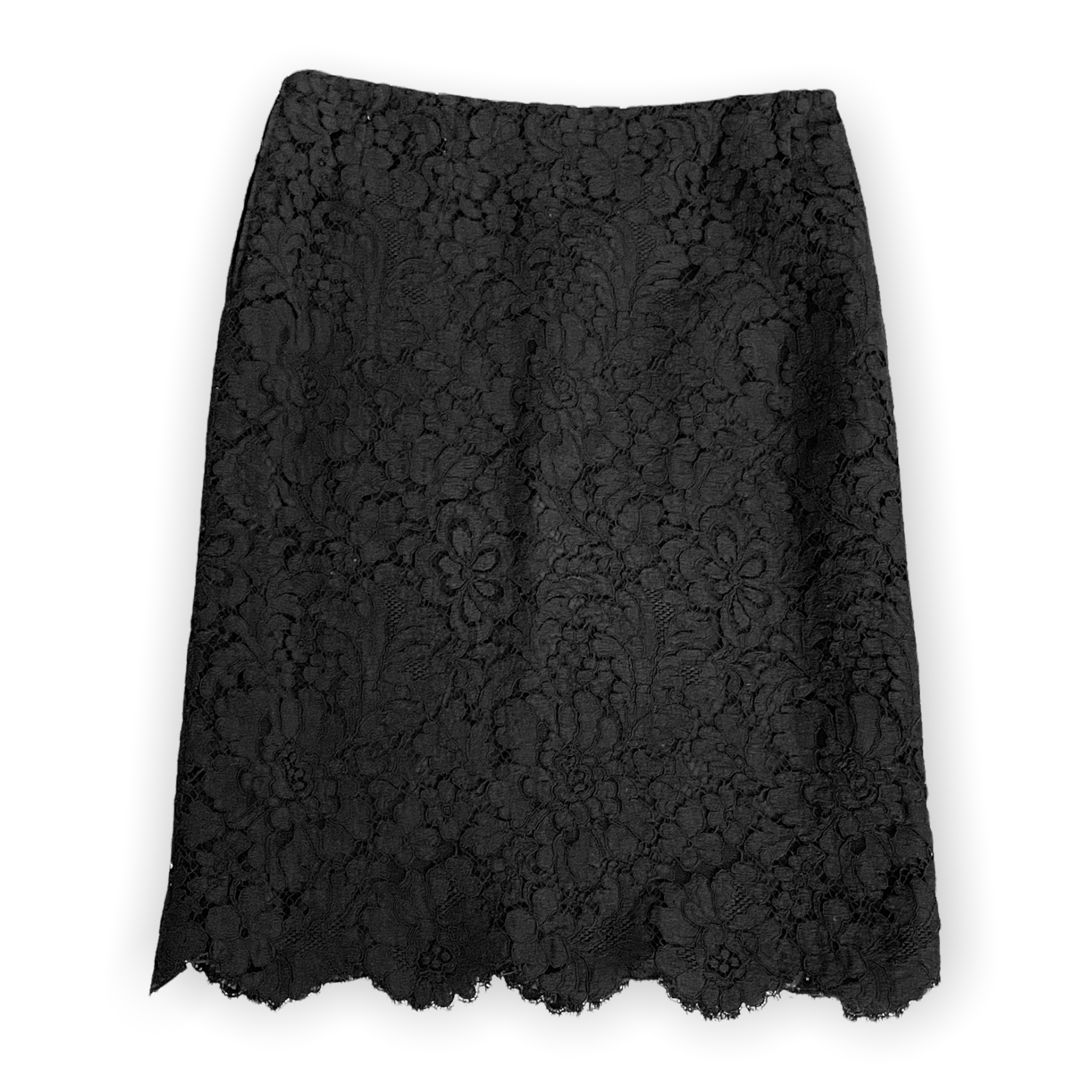 VINTAGE CHANEL Black Lace Midi-Skirt |Size: 38|