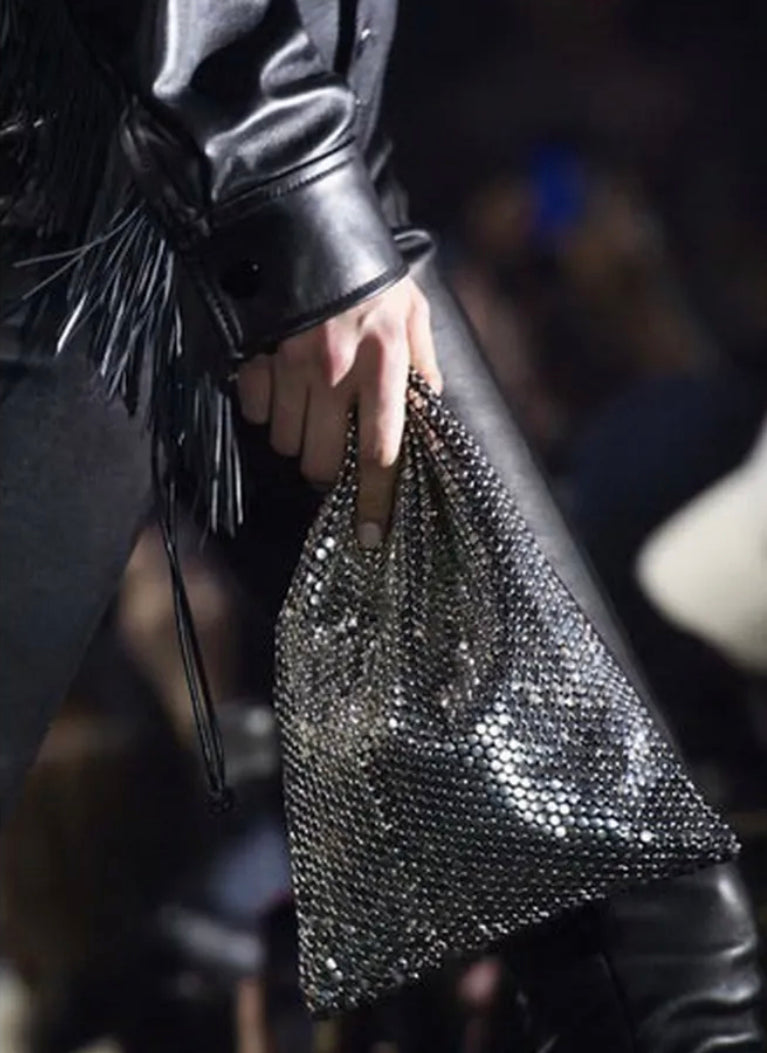 ALEXANDER WANG Chainmail Leather Clutch / Dust Bag